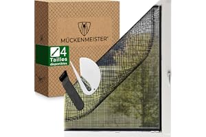 MÜCKENMEISTER® Moustiquaire Fenetre (130x150cm, Noir) en Fibre de Verre - Moustiquaire - Moustiquaire Fenetre sans Percage - Moustiquaire avec Bande Adhésive - Filet Moustiquaire