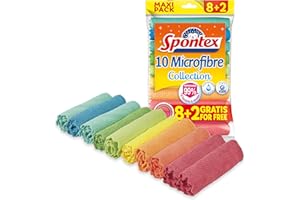 ‎SPONTEX Spontex Microfibre Allzwecktücher 8+2 Gratis, 1 Packung - bunte Mikrofasertücher