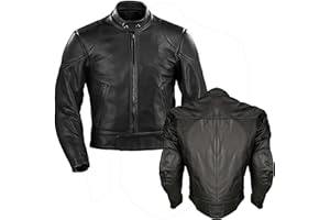 WinNet Giacca da per moto pelle con protezioni