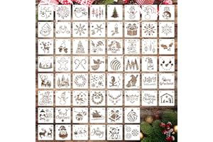 ‎MWOOT MWOOT 60 Stück Weihnachts Schablonen zum Malen auf Holz, Wiederverwendbare Weihnachts Schablonen für Basteln, Feiertagsvorlagen für Leinwand, Wand, Weihnachtsbaum Schmuck & DIY Wohnkultur
