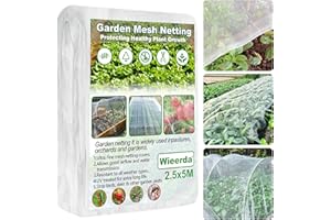 WIEERDA Garden Netting, 2.5 x 5M - 0.5mm Ultra Fine Mesh Insect Netting for Protection Vegetables Plants Fruits Flowers Crops Greenhouse, Anti Bird Butterfly Net Cover for Outdoor Patio