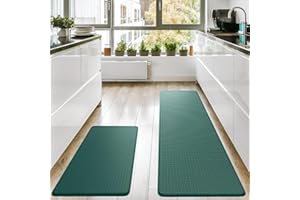 Homergy Anti Fatigue Kitchen Mats for Floor 2 Piece Set, Memory Foam Cushioned Rugs, Comfort Standing Desk Mats for Office, Home, Laundry Room, Waterproof & Ergonomic, 17.3x30.3 and 17.3x59
