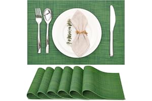 MYIR JUN Myir Tovagliette Americana Plastica Lavabili, Set di 6 Tovagliette Non-scivolose Resistenti al calore, Tovaglietta Americane per Tavolo da Cucina 30X43.5cm(Verde Scuro)