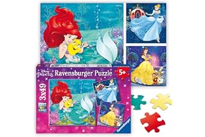 Ravensburger 09350-3x49 bitar Barnpussel från 5 år - Disney Princess - Prinsessors äventyr - en rolig aktivitet för familjen
