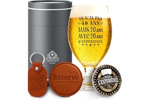 CROWNLY CRYSTAL® Cadeau Homme 40 Ans Verre À Biere Original Cadeau Grand Frère Collègue Decoration Anniversaire 40 Ans