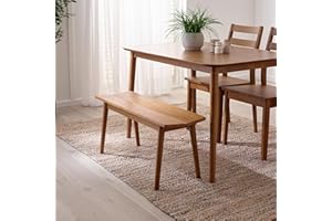 Furniturebox UK Solid Wood Dining Bench - Lynton Small Walnut Stained Wooden Bench 95cm - Modern Traditional Classic Farmhouse Style - Retro Nods - Solid Rubberwood Kitchen Dining Room Furniture