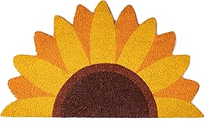 Fisura - Coconut Sunflower Doormat with Non Slip PVC Backing Funny Welcome Door Mat Hand Painted Size 70cm x 40cm x 1.5cm Yellow