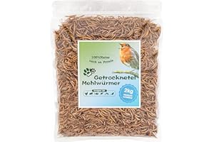 Getrocknete Mehlwürmer 13L (2kg) – Premium Insektensnack für Wildvögel, Igel, Fische & Reptilien – Hochwertiges Ganzjahresfutter mit hohem Proteingehalt für draußen – Blumixx Jan-Pet Premium