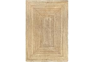 Hamid Alfombra Yute Alhambra Color Natural - Alfombra 100% Fibra de Yute, Trenzado a Mano, Alfombras de Salón, Comedor, Dormitorio, Pasillos, Color Natural (120x170cm)