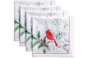 MAISON D' HERMINE Set di 4 tovaglioli, motivo Morzine, 100% cotone, morbidi e confortevoli, perfetti per cene in famiglia, matrimoni, cocktail, cucina, casa, Giorno del Ringraziamento e Natale (45 cm x 45 cm)