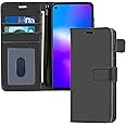 TECHGEAR Moto G8 Power Leather Wallet Case, Flip Protective Case Cover with Wallet Card Holder, Stand and Wrist Strap - Black PU Leather with Magnetic Closure Designed For Motorola Moto G8 Power