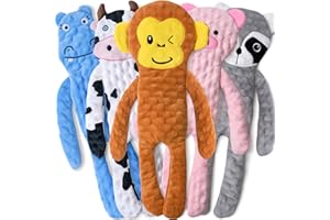 SHARLOVY Juguetes chirriantes para Perros Grandes, Paquete de 5, Juguetes de dentición arrugados para Cachorros para mantenerlos ocupados, Juguetes de Peluche para Perros con Tela de Burbujas Suave,