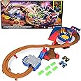 Monster Jam, Supercharge Speedway Playset, Includes Megalodon and El Toro Loco 1:64 Scale Die-Cast Monster Trucks, Light Up World Finals Track Kids’ Toys for Boys Aged 3 4 5 6+