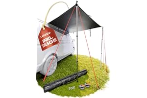LAINFELD Awning Car | 2.2 x 2.5 m Awning with 3 x Piping and 2 x Telescopic Rods | Awning Camping Bus Awning Car Camper Piping