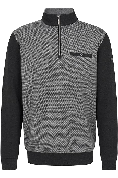 Bugatti Herren Troyer – 2-Tone Longsleeve Mit Streifen-Kragen & Rippbündchen