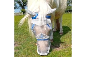 Ruggles Shetland Miniature Section A Fly Mask | Horse & Pony Eye Protection Mini Small & Large | Fleece Lined (Shetland L-With Nose)