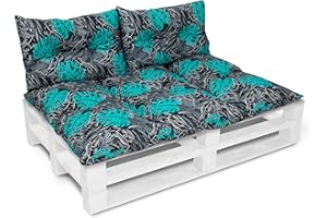 AMILIAN Cuscino per panchina da giardino, adatto per sedia costruita con bancali, set da 80 x 120 cm + 2 x 40 x 60 cm (02)