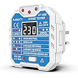 KAIWEETS HT106E Socket Tester, RCD Plug Tester, Electrical Voltage Tester with LCD Display for Neutral/Live/EarthWire/RCD Tes