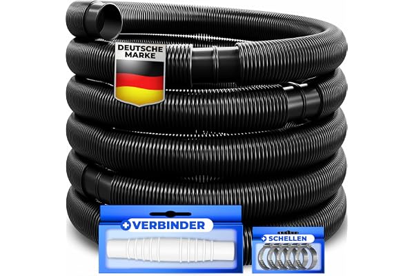 KESSER® Tuyau de bassin | Tuyau de piscine avec manchons | Tuyau solaire pour piscine et bassin | Tuyau d'aspiration | Tuyau de pompe | Tuyau d'eau flexible 8m / Ø 38mm, noir