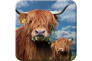 3D LiveLife Posavasos de Corcho - Vaca Escocesa de Deluxebase. Posavasos de Corcho de Vacas Lenticular 3D, con Ilustraciones Originales con Licencia del reconocido Artista David Penfound