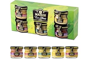 Maille Coffret Les Minis Bouquet Gourmet : sélection de 5 mini pots de moutardes 23g - saveurs exclusives - Maison française - petit cadeau raffiné - Pour lui ou elle