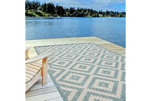 THE RUGS Outdoor Rug – Weather & UV Resistant Outdoor/Indoor Area Rugs - Durable Rugs for Patio, Deck, Garden, Kitchen, Bathroom or Living Room - Aqua, 200 x 290 cm