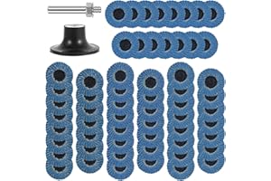 RETROK Lot de 60 disques à lamelles de 50 mm pour meuleuse d'angle 40 60 80 120 grains pour métal, acier, bois, polissage