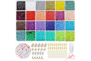 ZUZGO Perline Colorate 2mm Beads per Braccialetti Fai Da Te 24250 Pezzi per Creazione di Gioielli e Arte Accessori per Collane con Orecchini (24 Colori)