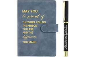 Sinmoe Employee Appreciation Gift Leather Notebook and Pen Set Inspirational Personalised Stationery Gift Set for Women Employee Volunteer Team Colleague Coworker Men Teacher Office (Blue)