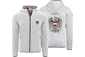 Hoamatkult Österreich Kultjacke mit Kapuze Herren - das Original - Österreich Adler Strickfleece Jacke - Jacke mit Österreich Adler Stick