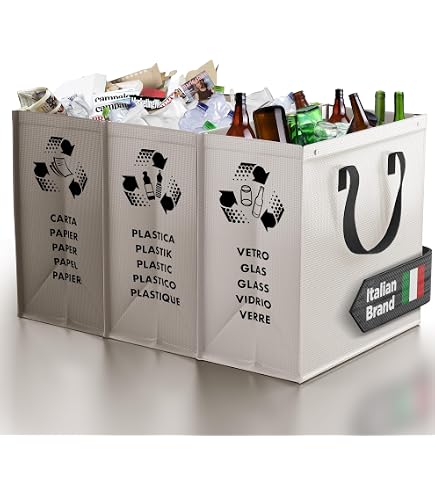 recyclage poubelle Lot de 3 sacs de tri sélectif Avec anses de recyclage poubelle Lot de 3 sacs de tri sélectif Avec anses de