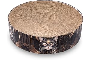 Petaureus Katzen Kratzmöbel Zylinder mit Inlay | Stilvoll & nachhaltig | Ø 40 cm | Kratzbrett aus recyceltem Karton mit wechselbarem Einsatz (1920 Art Deko Design)