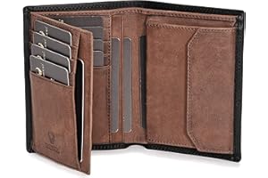 DONBOLSO Portefeuille Vienne - Grand Portefeuille Homme Cuir - Porte Carte Cuir avec Protection RFID - Vintage Noir et Marron