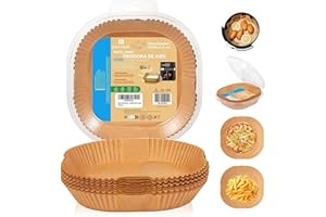 RAYPOW Papel Freidora Aire 16C100 Air Fryer Cuadrado 100 Unidades 16-20 cm moldes Desechable para Horno BPA Free Accesorios para Freidora sin Aceite de 2 a 8 litros (16-20CM-Cuadrado-100 unidad)