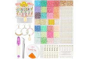 FOREDOO Perline per Braccialetti, 12000 pezzi di Perline da 3mm per Braccialetti, Kit di perline di Vetro Colorate di Collane Gioielli per Compleanni, Feste, Kit per la Creazione di Gioielli Natalizi