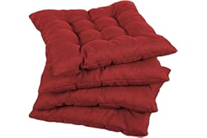 gutekissen Coussin de Chaise piqué carré Garniture pour chaises/bancs pour la Maison et Le Jardin Coussin d'assise Coussin d'assise de Jardin Nombreuses Couleurs (40x40, Rouge, 4)