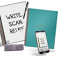 Rocketbook Reusable Digital Notebook - Smart Notepad A4 Teal - Spiral Note Book To Do List Pad, Lined Paper with Frixion Eras