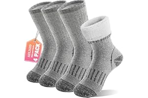 Anlisim Merino Wandersocken für Kinder Mädchen Jungen Wolle Socken Dicke Thermosocken Warme Sportsocken Trekking Wintersocken Kindersocken 4 Paare