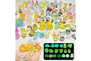 Crahuanli 120PCS Mini Resin Animals Mixed, 68 Rare Styles Tiny Resin Glow in The Dark Animals Miniature Little Small Animal Figures for Micro Fairy Garden Landscape, Dollhouse, Aquarium Decor Crafts