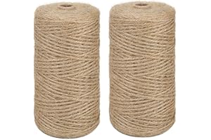 FISHSHOP Cordel de Yute 2 Rollo 328 Pies de Cuerda de Cáñamo Natural Vintage de Cuerda de Cáñamo para Bricolaje Artes Manualidades y Decoración Materiales para Jardinería (2 * 100 Metros, marrón)