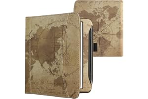 kwmobile Etui kompatybilne z Pocketbook Era/Era Color - Pokrowiec ze skóry PU z magnetycznym zapięciem, pasek, przednia kieszeń - Travel Vintage brązowy/jasnobrązowy