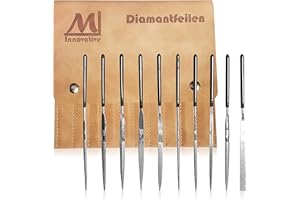ML Accessori per stampante 3D 10 pezzi Premium Set di lime diamantate 3 mm x 140 mm. Lime ad ago/chiavi per modellismo. Include lima piatta, lima rotonda, lima semicircolare, lima quadrata.