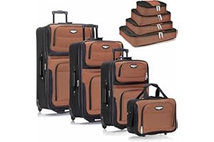 Travel Select Bagage Vertical Extensible Amsterdam, Orange, 8-Piece Set (15/21/25/29/Packing Cubes), Ensemble de 2 pièces