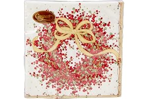 Entretenimiento con servilletas Caspari Pepper Berry, color rojo, papel, multicolor, Pack de 20