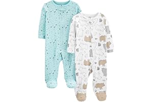 Simple Joys by Carter's Pelele de algodón con pies Unisex Bebés, Pack de 2
