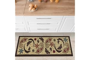 Ottomanson Sara's Kitchen Paisley Design dywan z antypoślizgowym (antypoślizgowym) gumowym spodem, 50 x 150 cm, beżowy