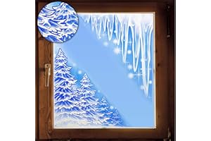 alles-meine.de GmbH 2 Stück große Fenstersticker - Motivwahl 3D Glitzer & Glimmer Eiszapfen - Tannenbäume & Sterne - Ecken - 38 cm - statisch - selbstklebend - wiederverwen..