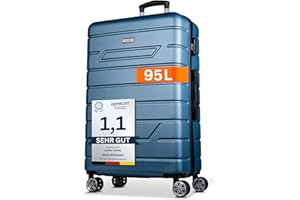 NOWI Bergamo Reisekoffer - Wasserabweisend, 8 Rollen 360° Drehbar, Teleskopgestänge, Voll gefütterter Innenraum (türkis, XL)