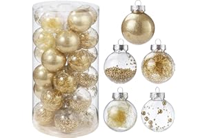 ZHYLUO 30 Piezas Bolas de árbol,Navidad Inastillable Bolas Plastico Adornosadecuadaspara el Hogar Festival,adecuadas para interioresy exteriore (Dorado)