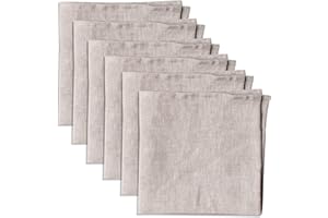 ‎LINENDO Linendo Leinenservietten, 100% reines Leinen, Beige, 38 x 38 cm, 6 Stück, europäischer Flachs, Servietten aus Leinen, Waschbar Wiederverwendbar Stoffservietten